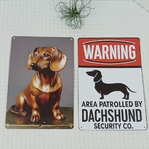 2 Unbranded Metal Dachshund Signs 8" x 12"